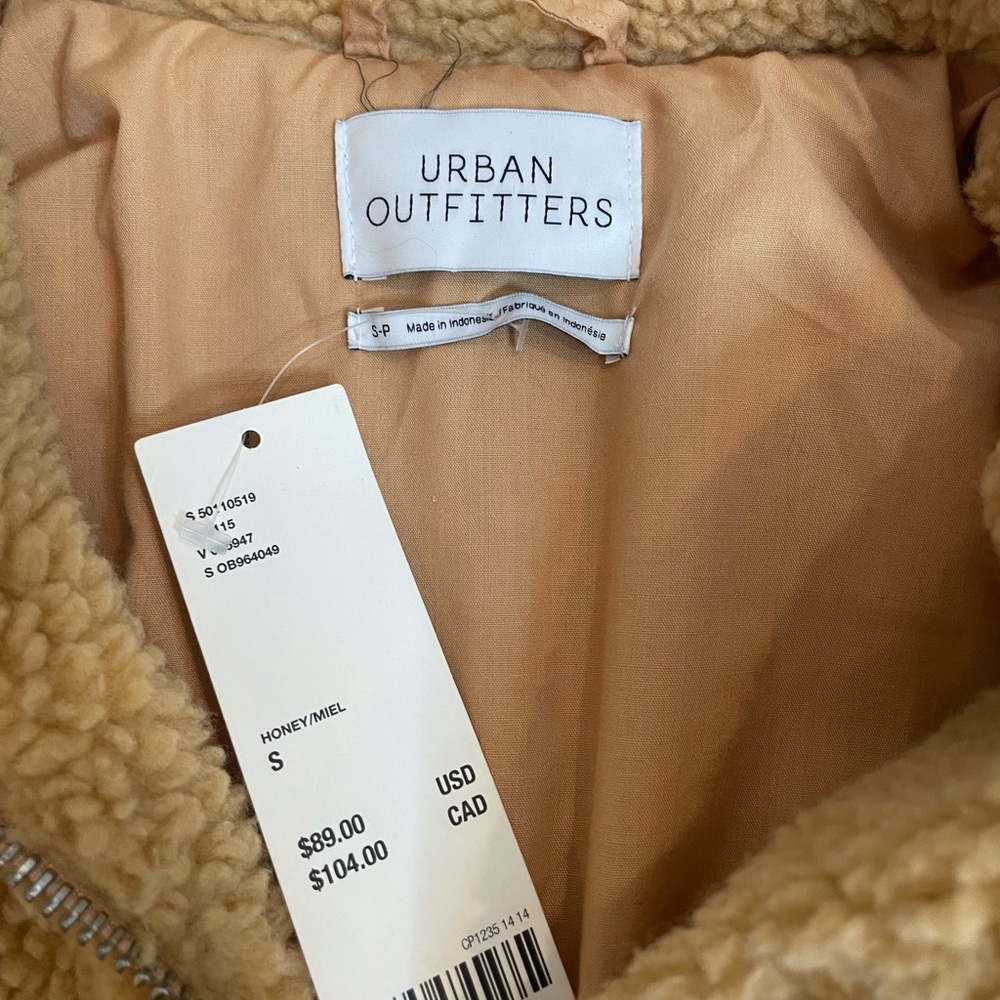 Urban outfitters full zip tan teddy jacket - Picture 3 of 5